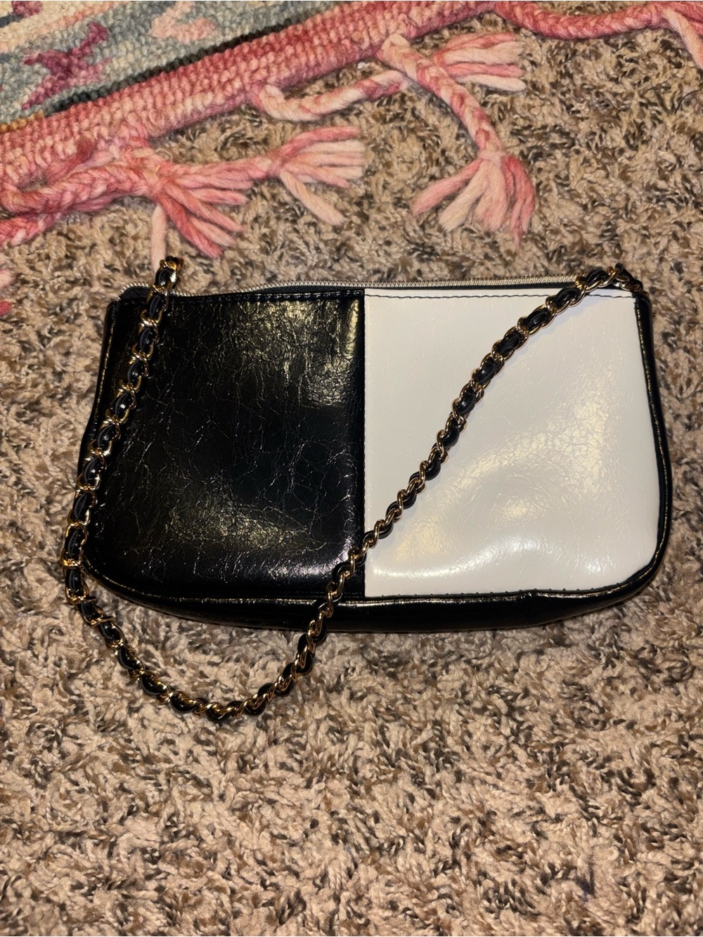 Forever 21 Black and White Chain Strap Mini Shoulder Bag